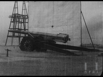 試製裝輪十五糎加農 竣工試驗射擊 大正十三年二月 於春木射塲